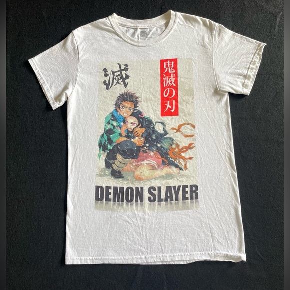 Demon Slayer Tanjiro & Nezuko T-Shirt Anime Graphic Tee Size Small White - Picture 1 of 5